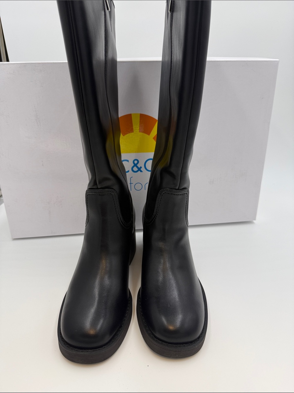 C&C California Black Knee-High Leather Boots